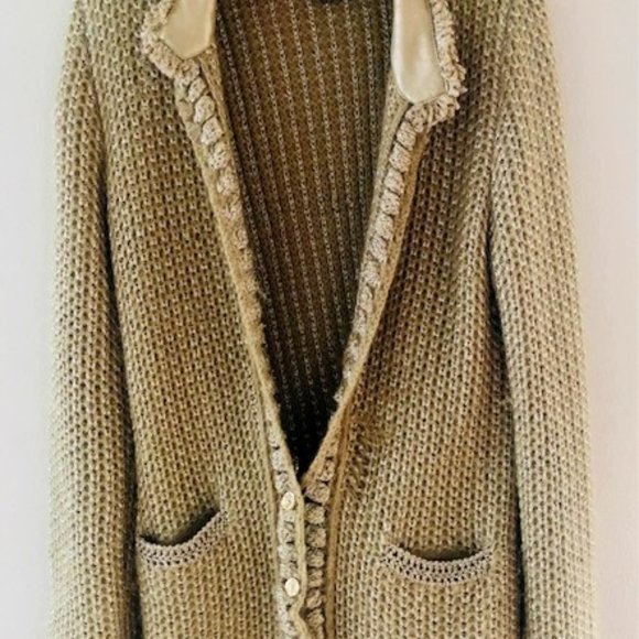 Chanel Vintage gold Shimmer Knit Cardigan Sweater - Picture 1 of 7